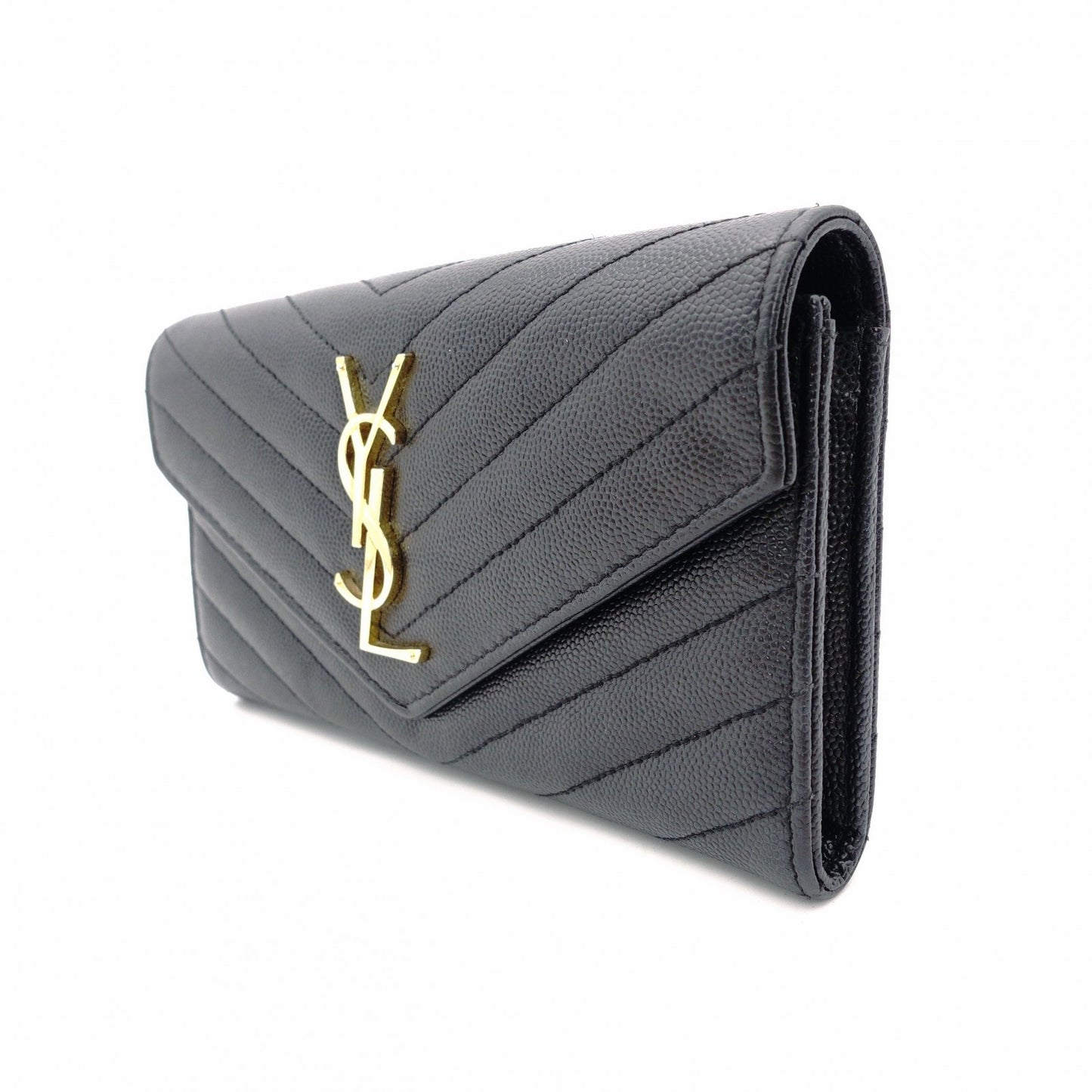 SAINT LAURENT Cassandra Long Wallet Leather Black