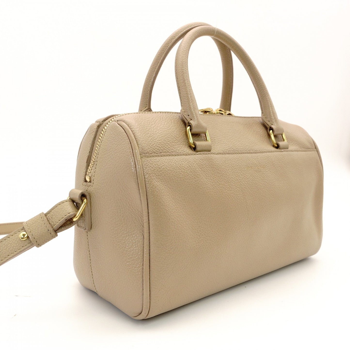 Saint Laurent Baby Duffle Shoulder Bag Beige Leather YSL Handbag 7-8-320