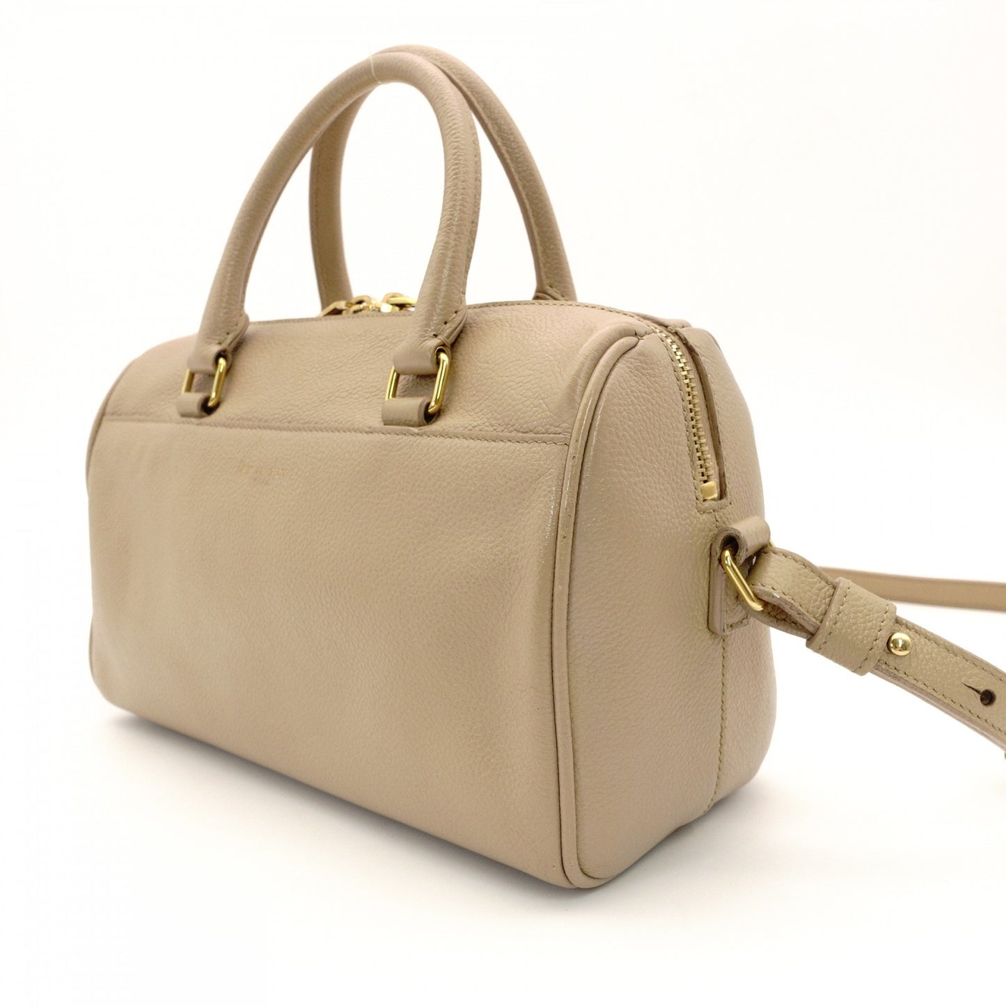 Saint Laurent Baby Duffle Shoulder Bag Beige Leather YSL Handbag 7-8-320