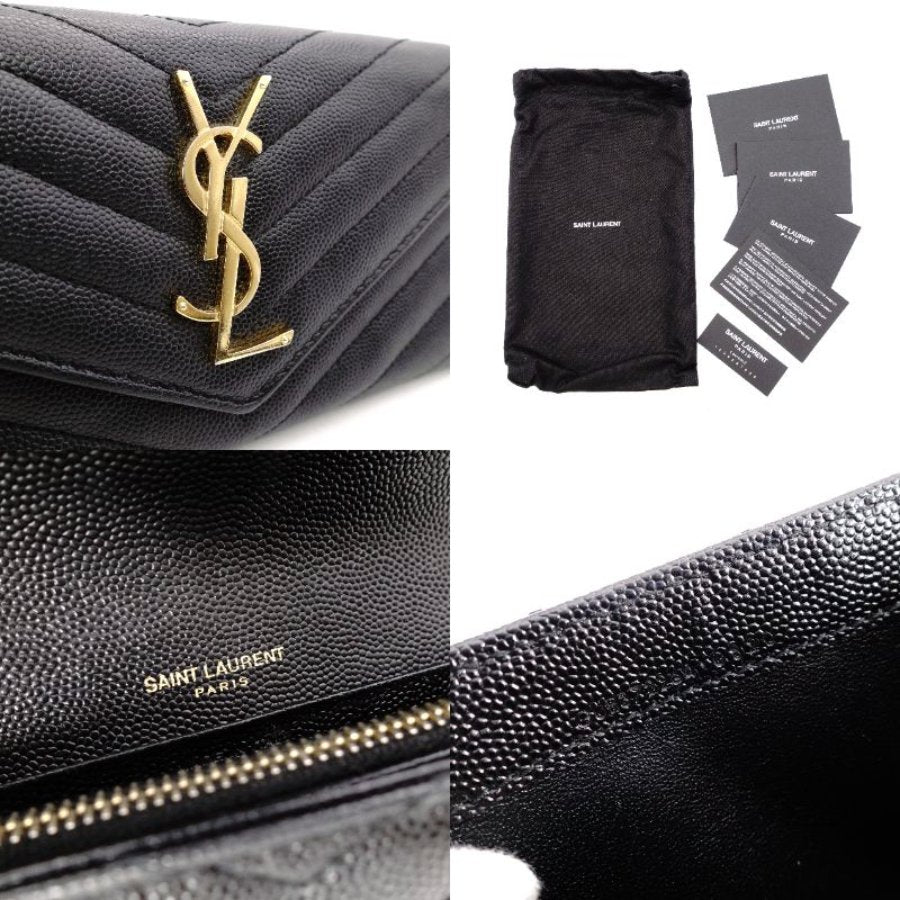 SAINT LAURENT Cassandra Long Wallet Leather Black