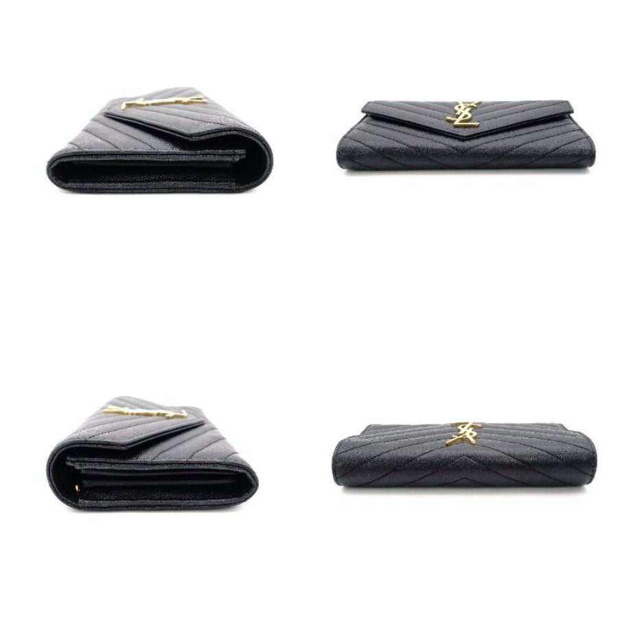 SAINT LAURENT Cassandra Long Wallet Leather Black