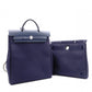 HERMES Air Bag Ad PM Handbag, Canvas, Navy, 2-Way