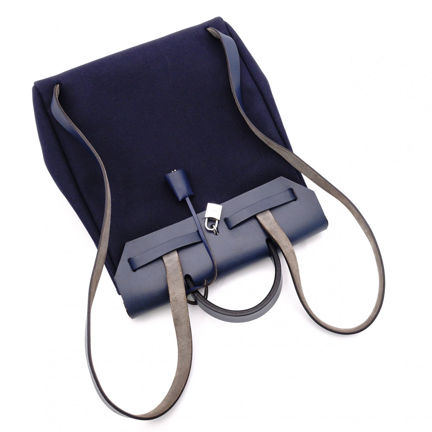 HERMES Air Bag Ad PM Handbag, Canvas, Navy, 2-Way