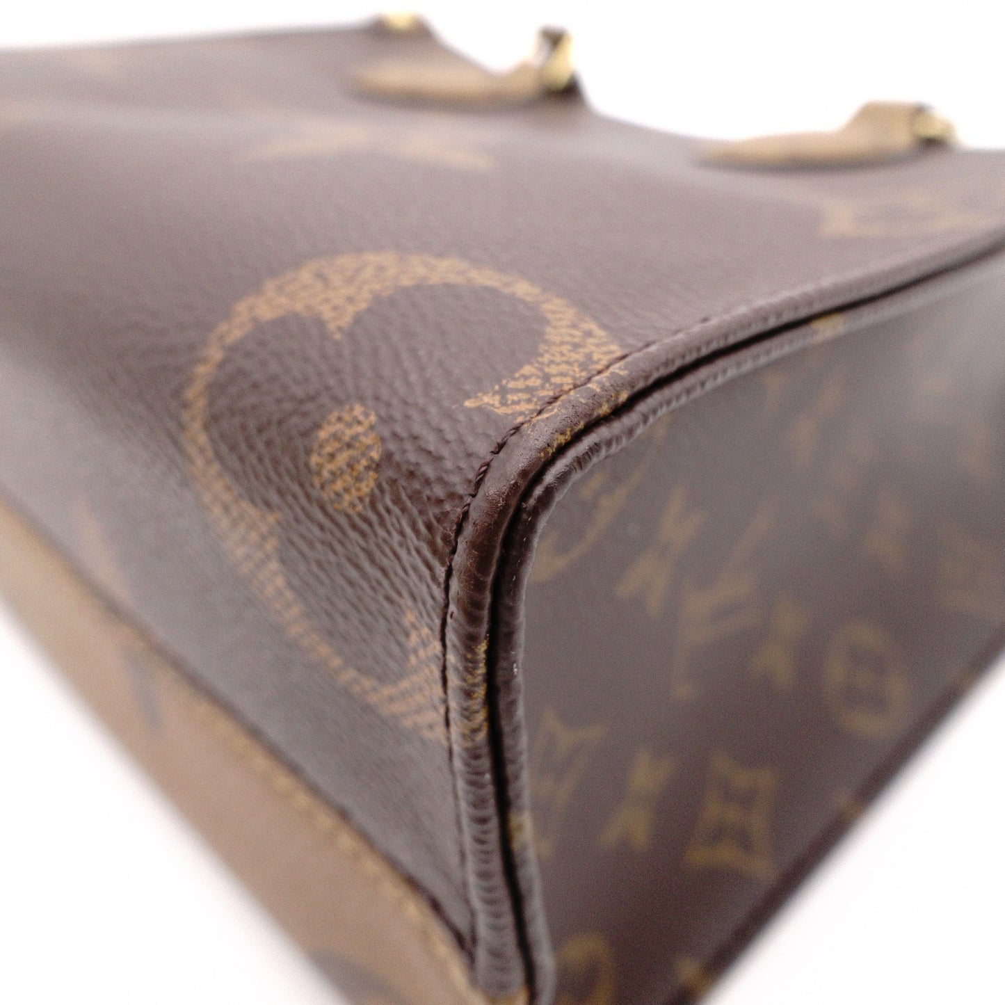 LOUIS VUITTON On the Go PM Monogram Reverse Handbag, PVC, Brown, 2-Way Crossbody