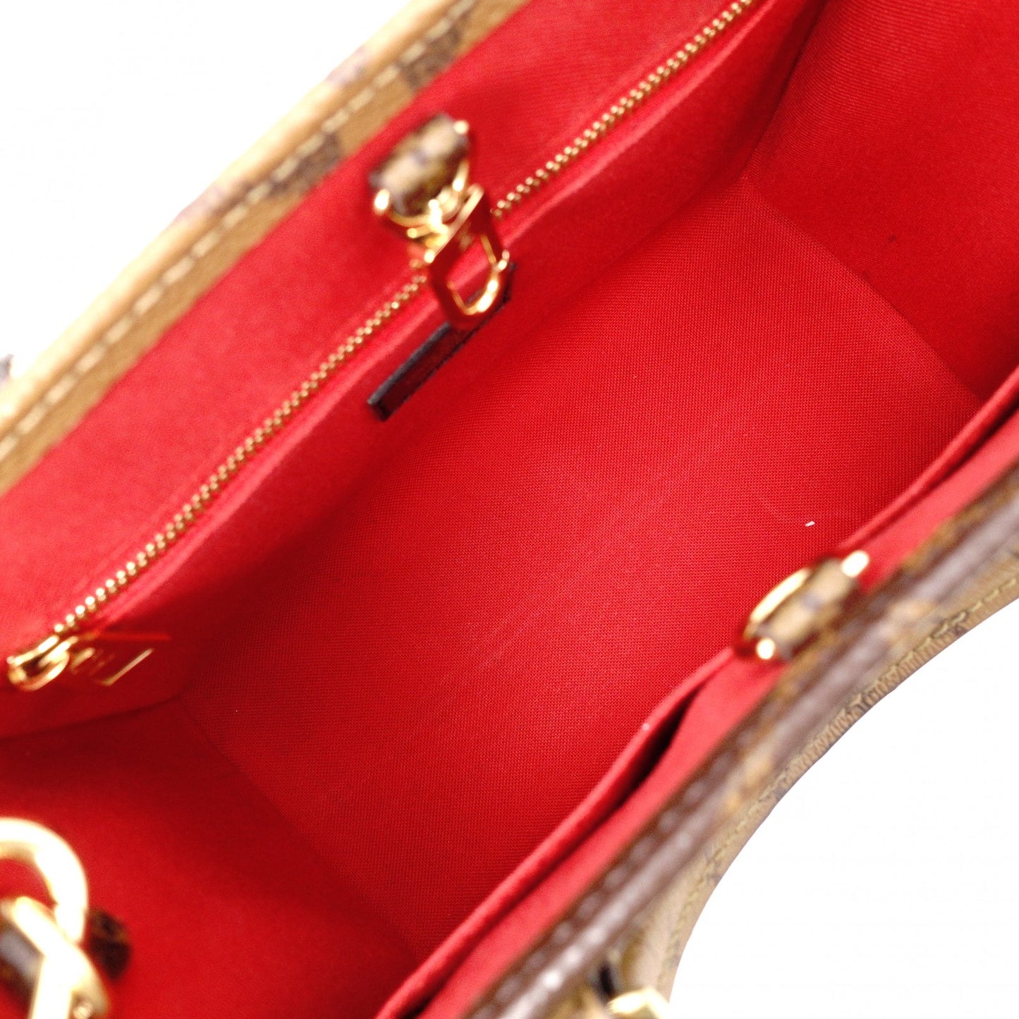 LOUIS VUITTON On the Go PM Monogram Reverse Handbag, PVC, Brown, 2-Way Crossbody