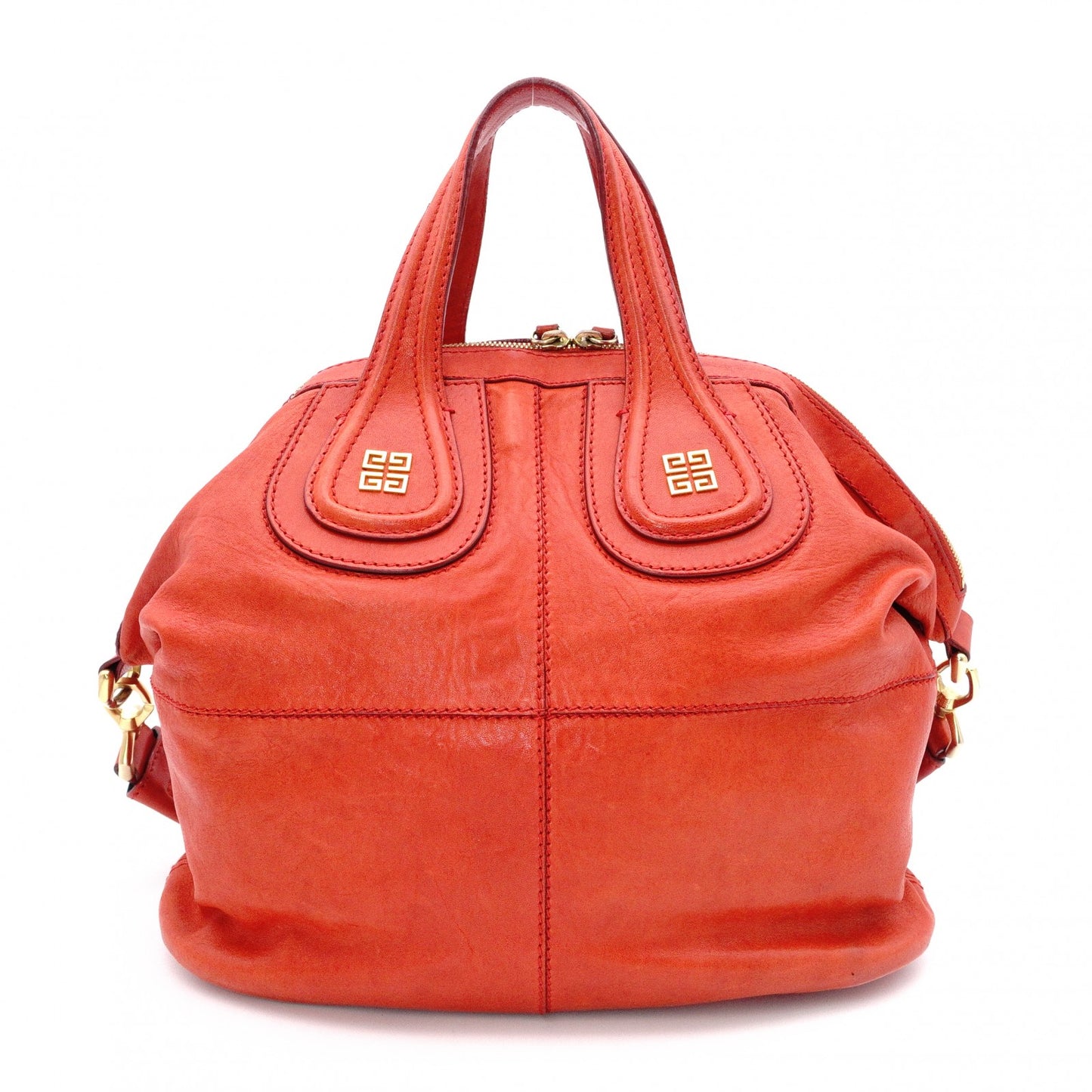 GIVENCHY Nightingale Handbag, Leather, Orange, 2-Way, Gold Hardware