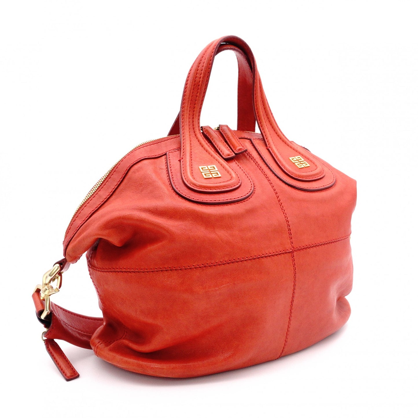 GIVENCHY Nightingale Handbag, Leather, Orange, 2-Way, Gold Hardware
