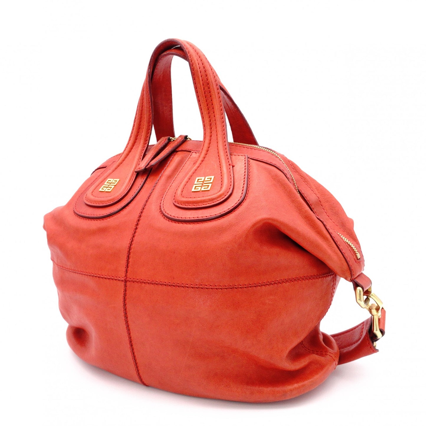 GIVENCHY Nightingale Handbag, Leather, Orange, 2-Way, Gold Hardware