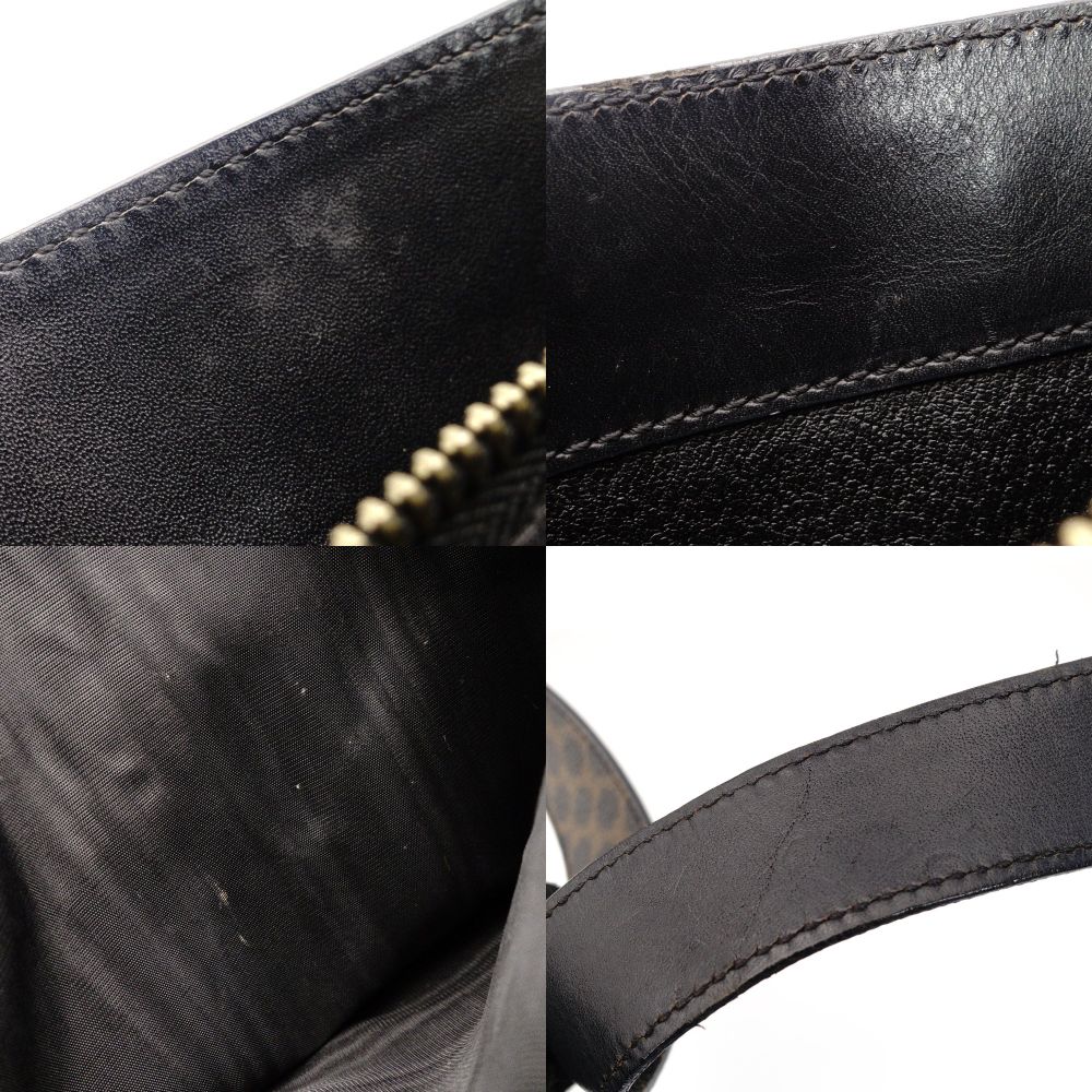 Céline Macadam One Shoulder Bag PVC Leather Black × Brown Vintage 7-10-395