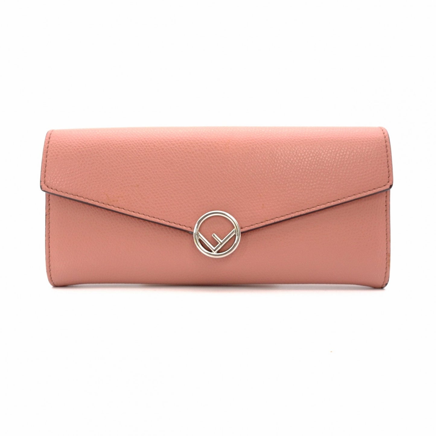 FENDI F Is F Long Wallet Leather Coral Pink Wallet