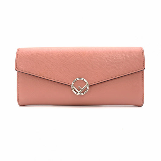 FENDI F Is F Long Wallet Leather Coral Pink Wallet