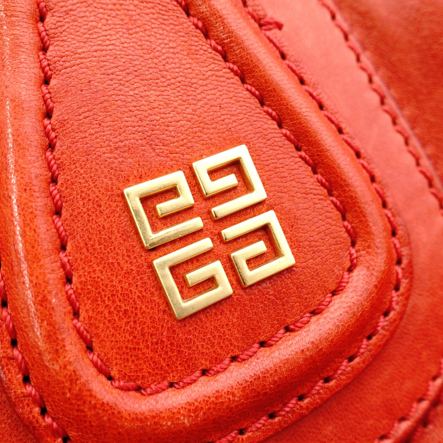 GIVENCHY Nightingale Handbag, Leather, Orange, 2-Way, Gold Hardware