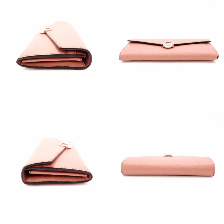 FENDI F Is F Long Wallet Leather Coral Pink Wallet
