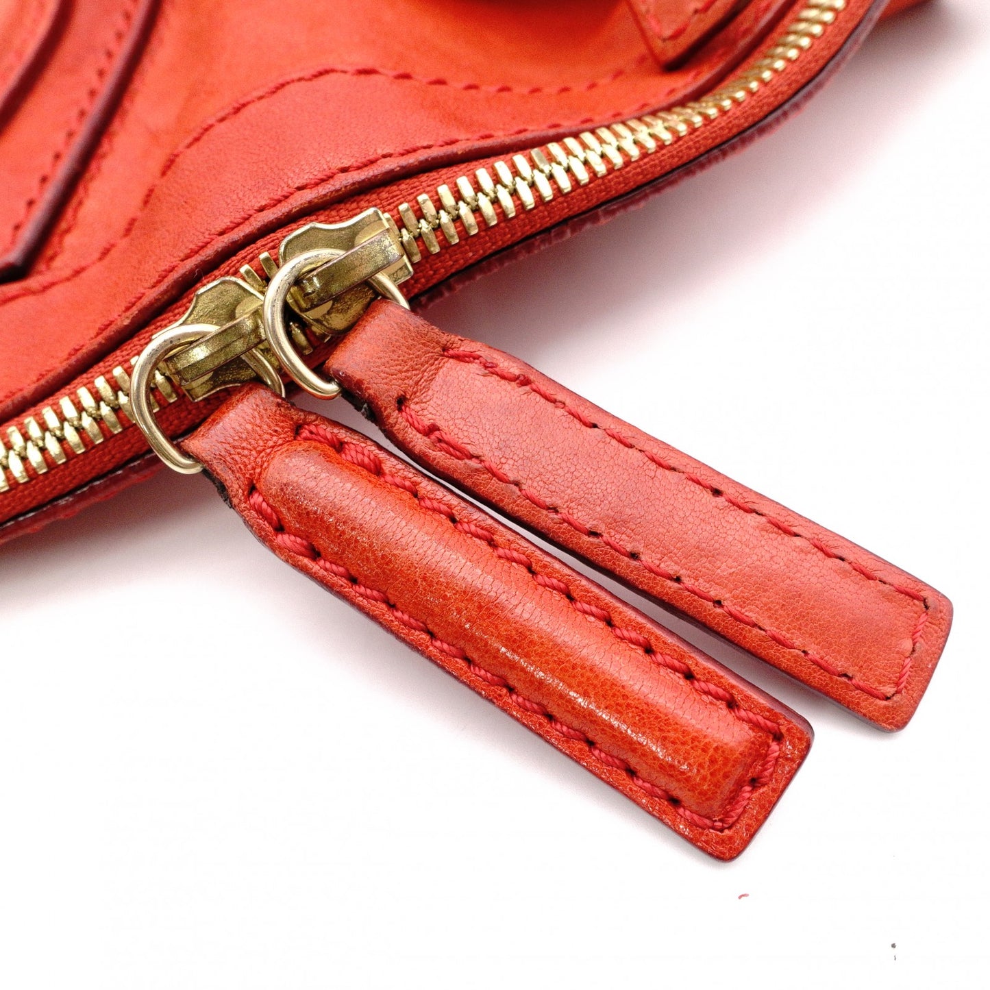 GIVENCHY Nightingale Handbag, Leather, Orange, 2-Way, Gold Hardware