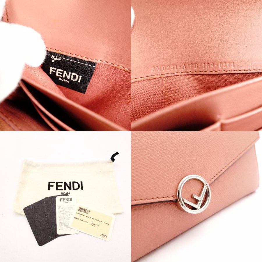 FENDI F Is F Long Wallet Leather Coral Pink Wallet