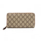 GUCCI GG Supreme Long Wallet, PVC Leather, Beige, Leather, Brown, GG Logo