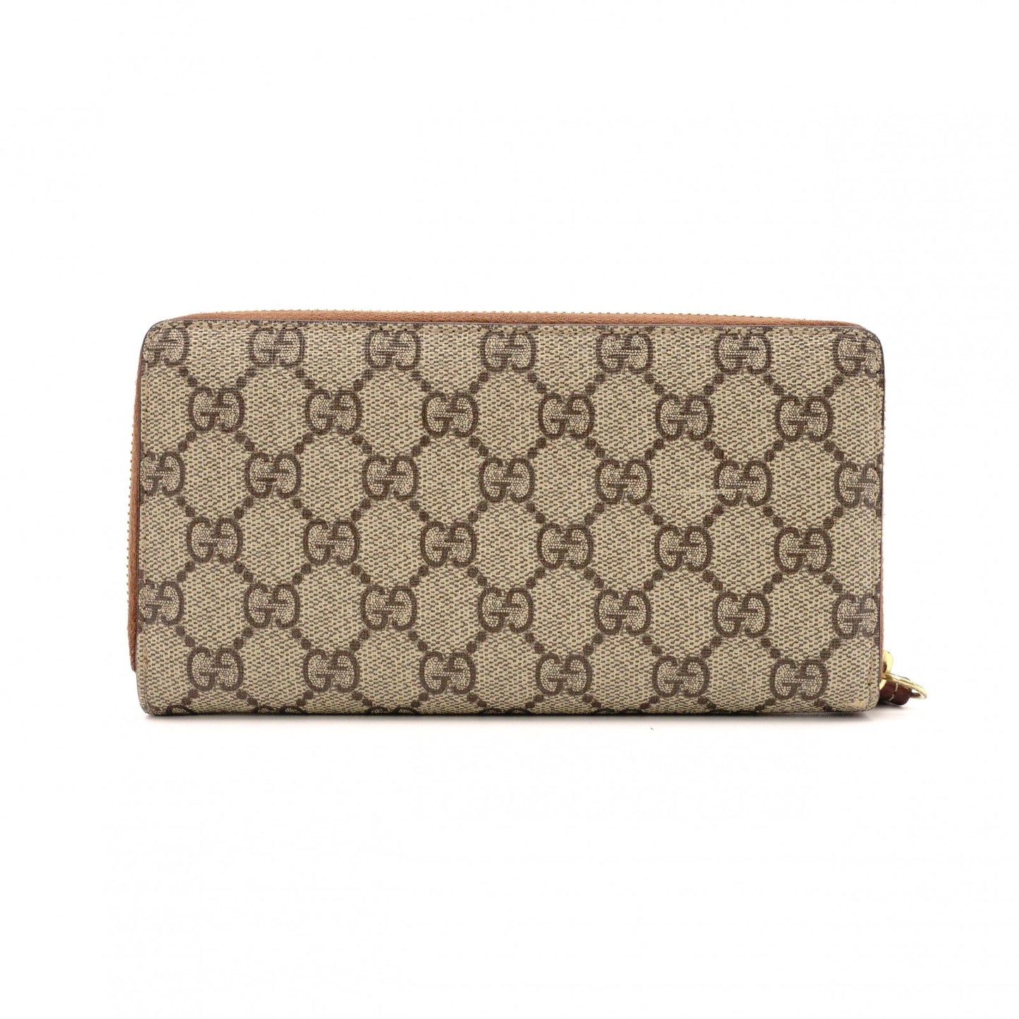 GUCCI GG Supreme Long Wallet, PVC Leather, Beige, Leather, Brown, GG Logo