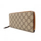 GUCCI GG Supreme Long Wallet, PVC Leather, Beige, Leather, Brown, GG Logo