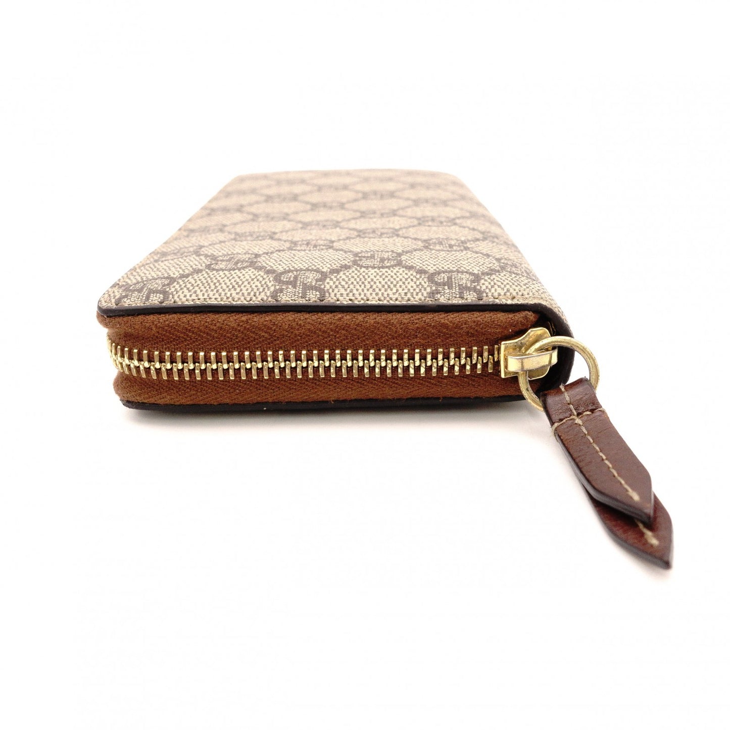GUCCI GG Supreme Long Wallet, PVC Leather, Beige, Leather, Brown, GG Logo