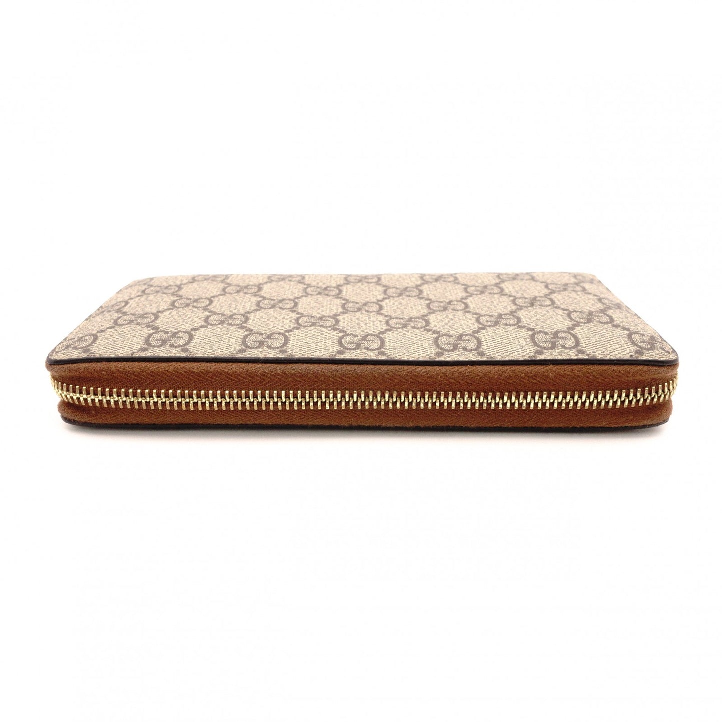 GUCCI GG Supreme Long Wallet, PVC Leather, Beige, Leather, Brown, GG Logo
