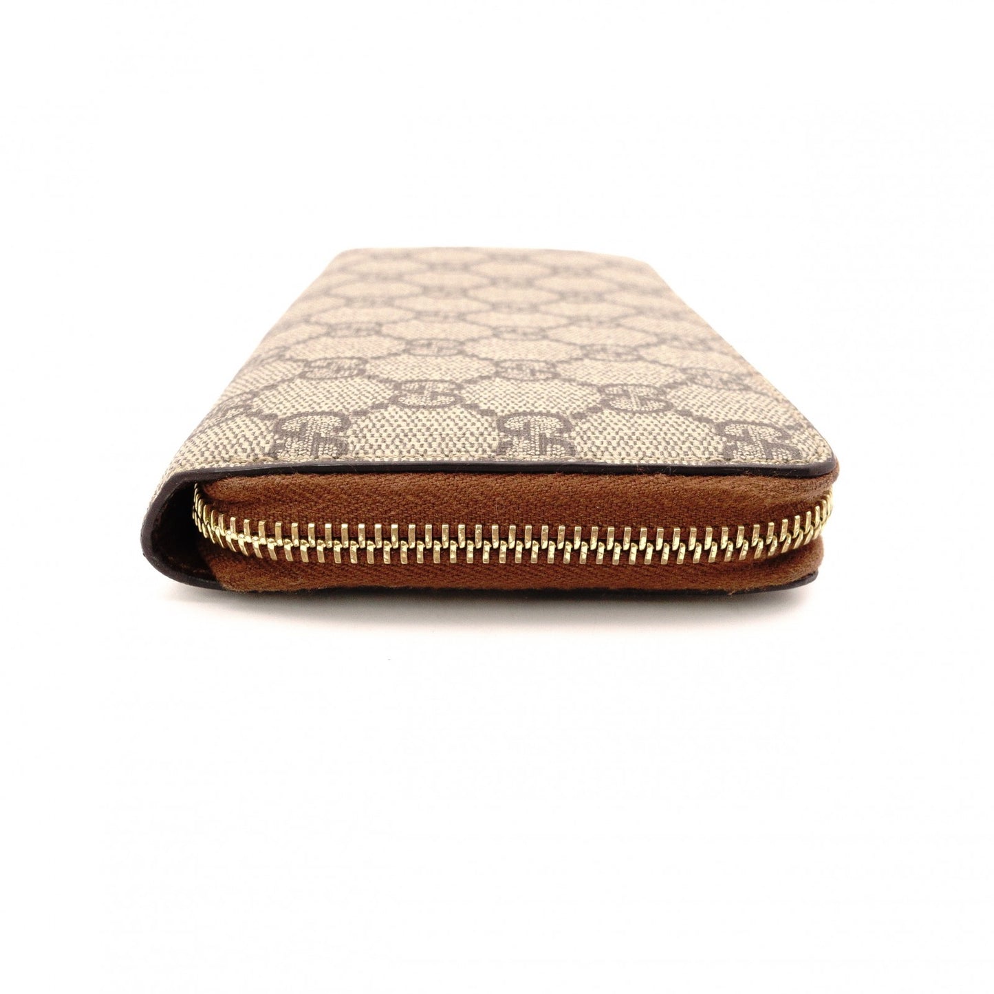 GUCCI GG Supreme Long Wallet, PVC Leather, Beige, Leather, Brown, GG Logo