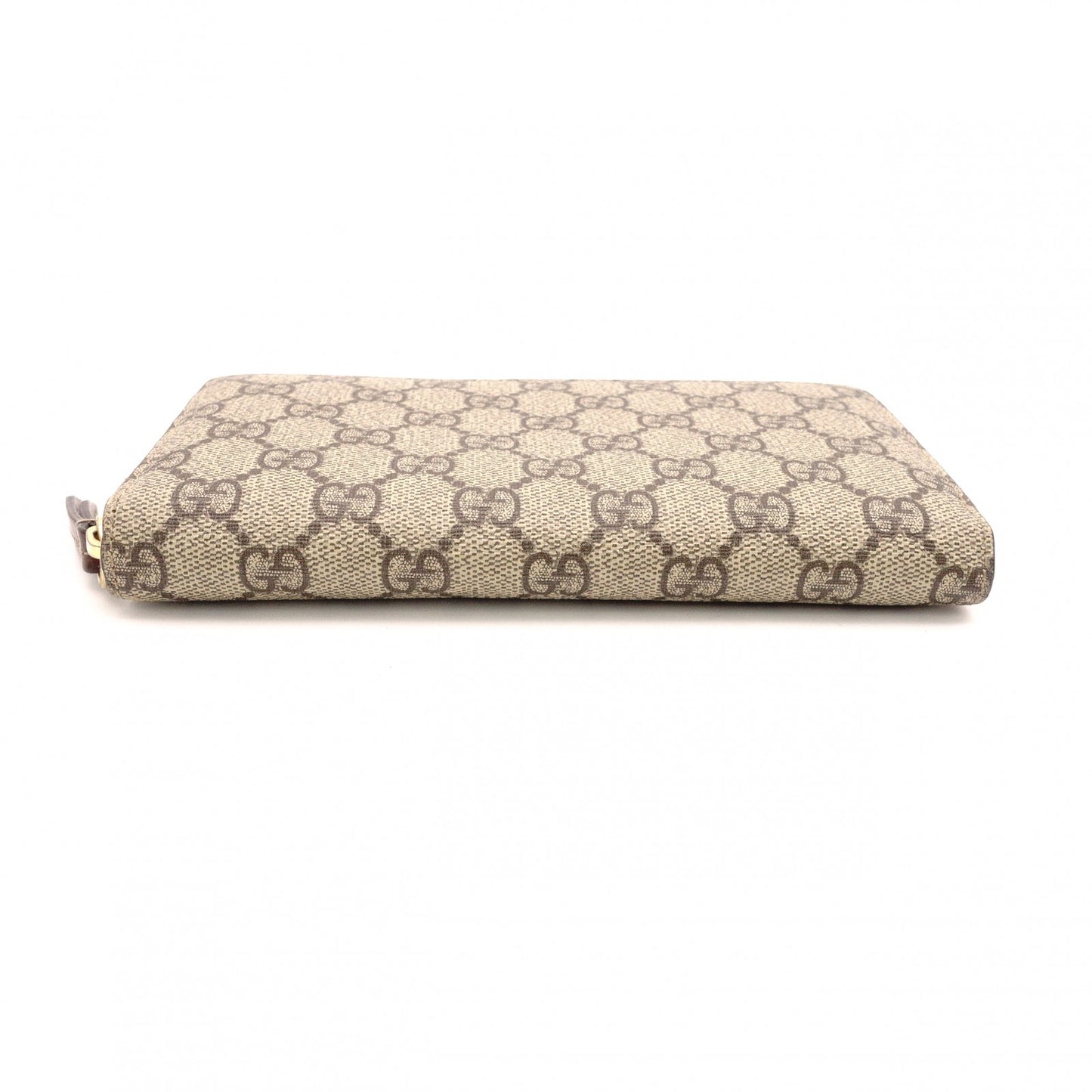 GUCCI GG Supreme Long Wallet, PVC Leather, Beige, Leather, Brown, GG Logo
