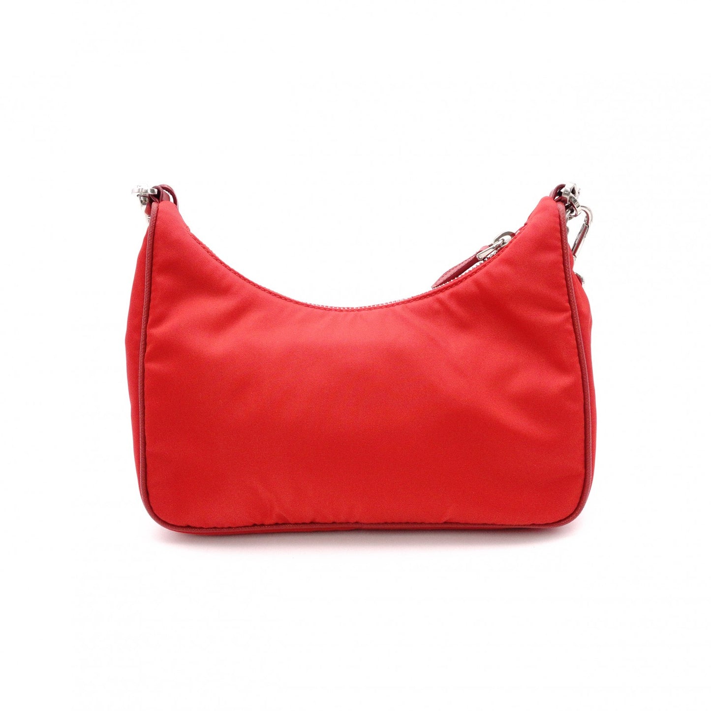 PRADA Re-Edition 2005 Shoulder Bag, Nylon, Red, 2-Way Crossbody, Silver Hardware