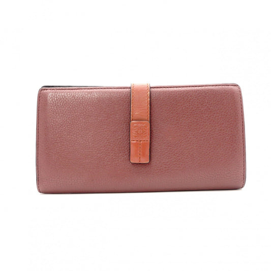 LOEWE ロエベ アナグラム 長財布 レザー レッド系【中古】 レディース