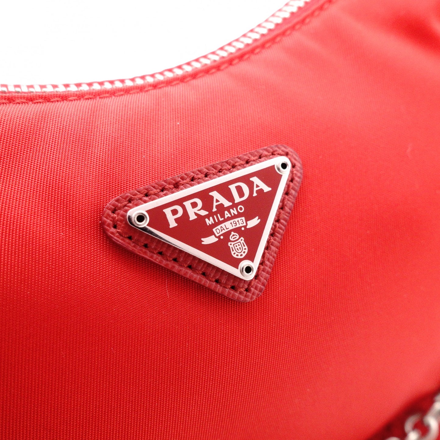PRADA Re-Edition 2005 Shoulder Bag, Nylon, Red, 2-Way Crossbody, Silver Hardware