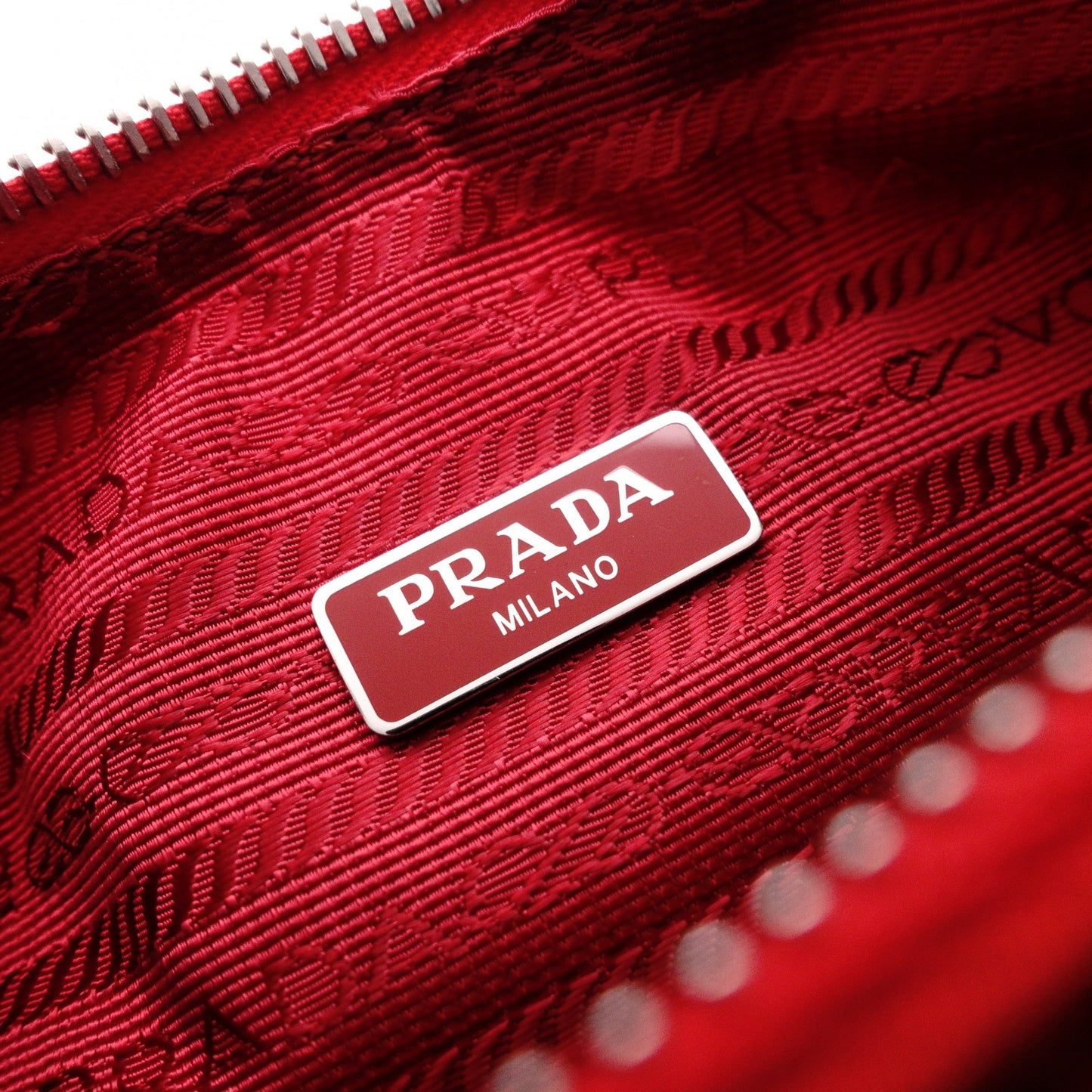 PRADA Re-Edition 2005 Shoulder Bag, Nylon, Red, 2-Way Crossbody, Silver Hardware