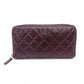 CHANEL Matelassé Long Wallet Leather Purple Wallet Silver Hardware