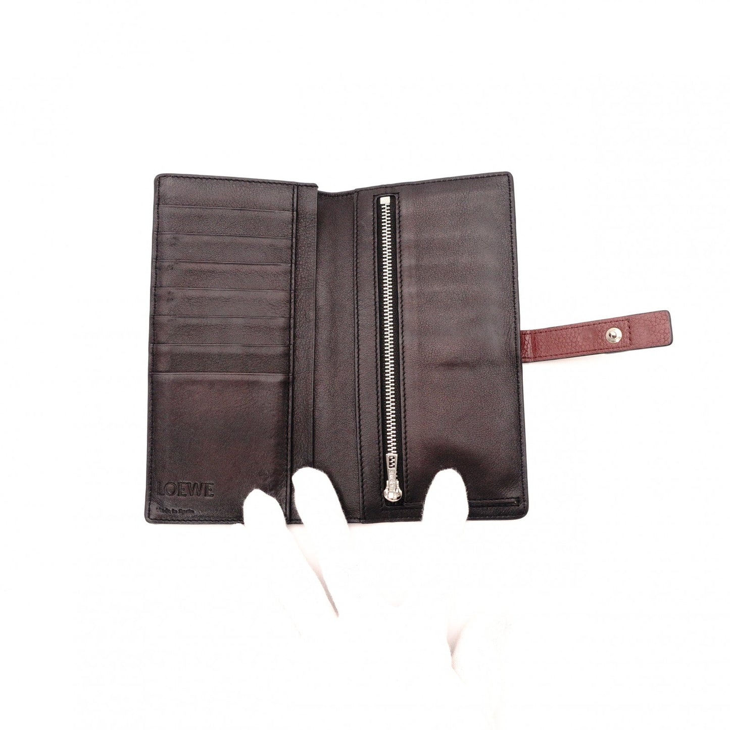 LOEWE ロエベ アナグラム 長財布 レザー レッド系【中古】 レディース