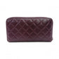 CHANEL Matelassé Long Wallet Leather Purple Wallet Silver Hardware