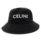 Celine Bucket Hat Black M Size Cotton Logo 7-3-824