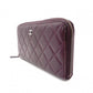 CHANEL Matelassé Long Wallet Leather Purple Wallet Silver Hardware