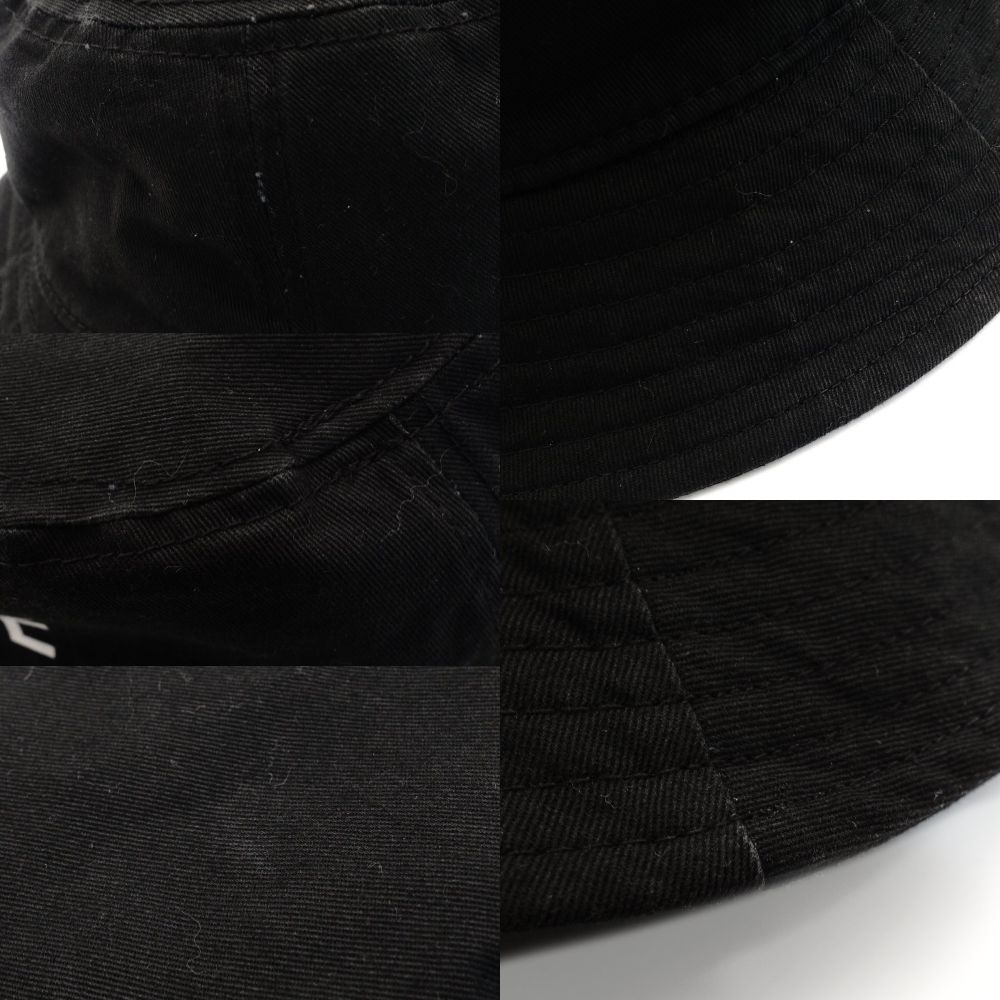 Celine Bucket Hat Black M Size Cotton Logo 7-3-824
