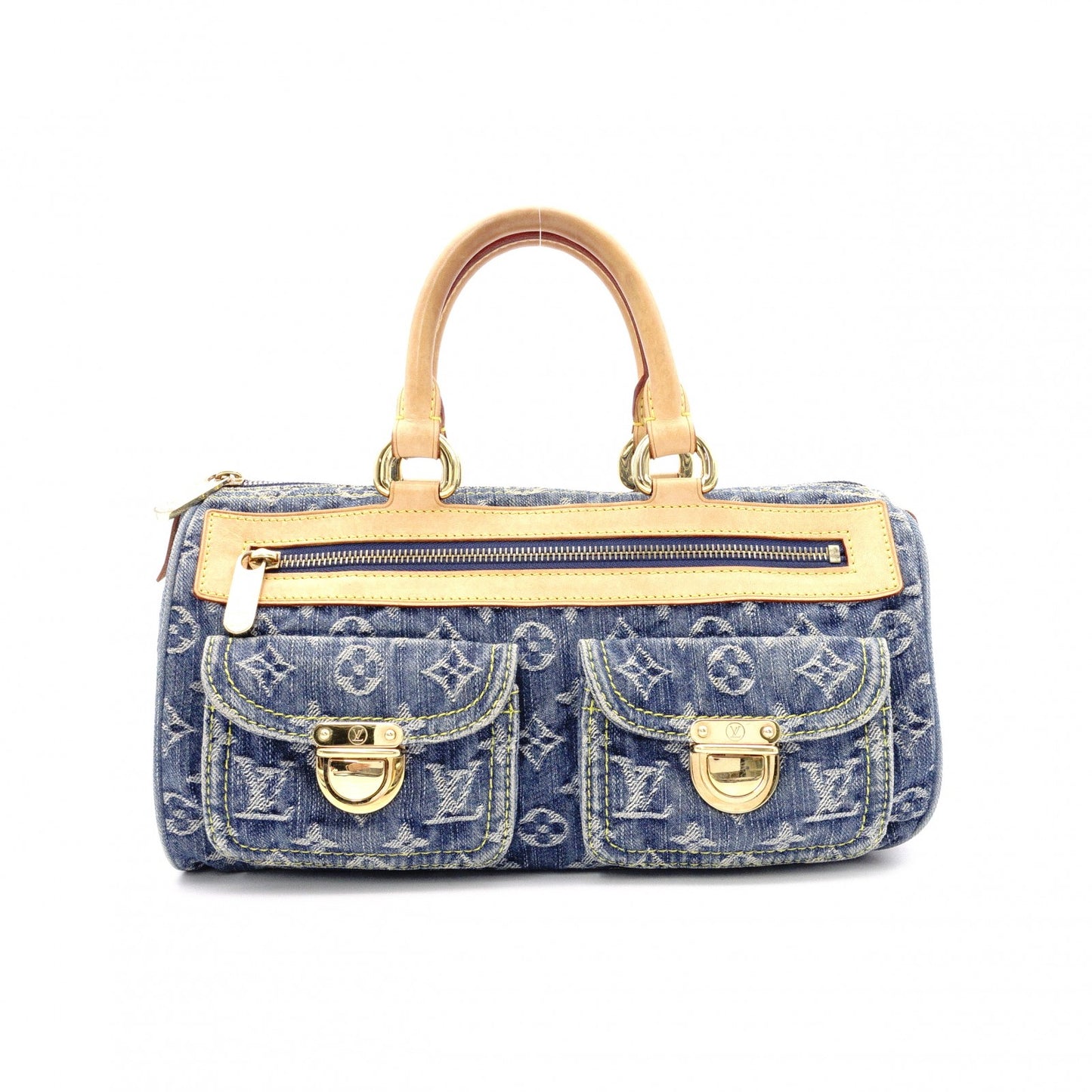 LOUIS VUITTON Denim Neo Speedy Handbag, Denim, Leather, Denim Monogram