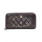 CHANEL Caviar Skin Matelassé Long Wallet, Leather, Black, Gold Hardware, CC Logo