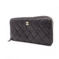 CHANEL Caviar Skin Matelassé Long Wallet, Leather, Black, Gold Hardware, CC Logo