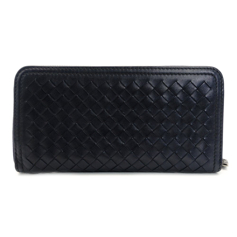 Bottega Veneta Intrecciato Navy Long Wallet Leather Wallet Men's With Box 7-7-883