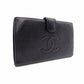 CHANEL Long Wallet Leather Black Caviar Skin Coin Purse Wallet