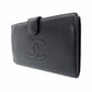CHANEL Long Wallet Leather Black Caviar Skin Coin Purse Wallet
