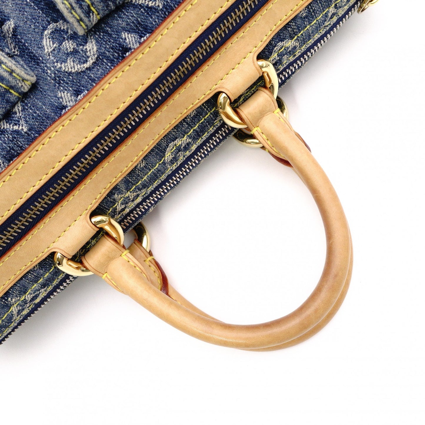 LOUIS VUITTON Denim Neo Speedy Handbag, Denim, Leather, Denim Monogram