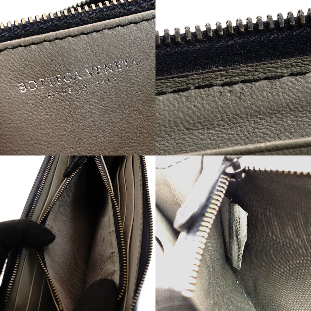 Bottega Veneta Intrecciato Navy Long Wallet Leather Wallet Men's With Box 7-7-883