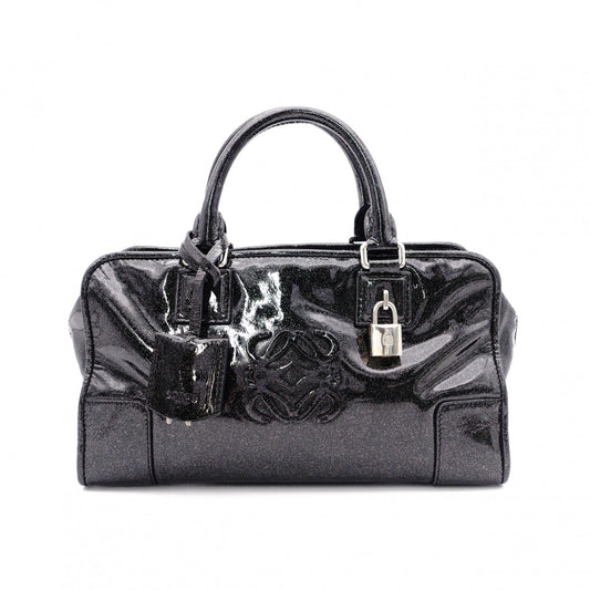 LOEWE Amazonas 28 Handbag, Patent Leather, Black with Glitter Charm