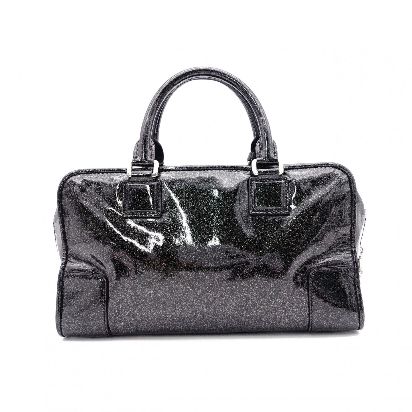 LOEWE Amazonas 28 Handbag, Patent Leather, Black with Glitter Charm