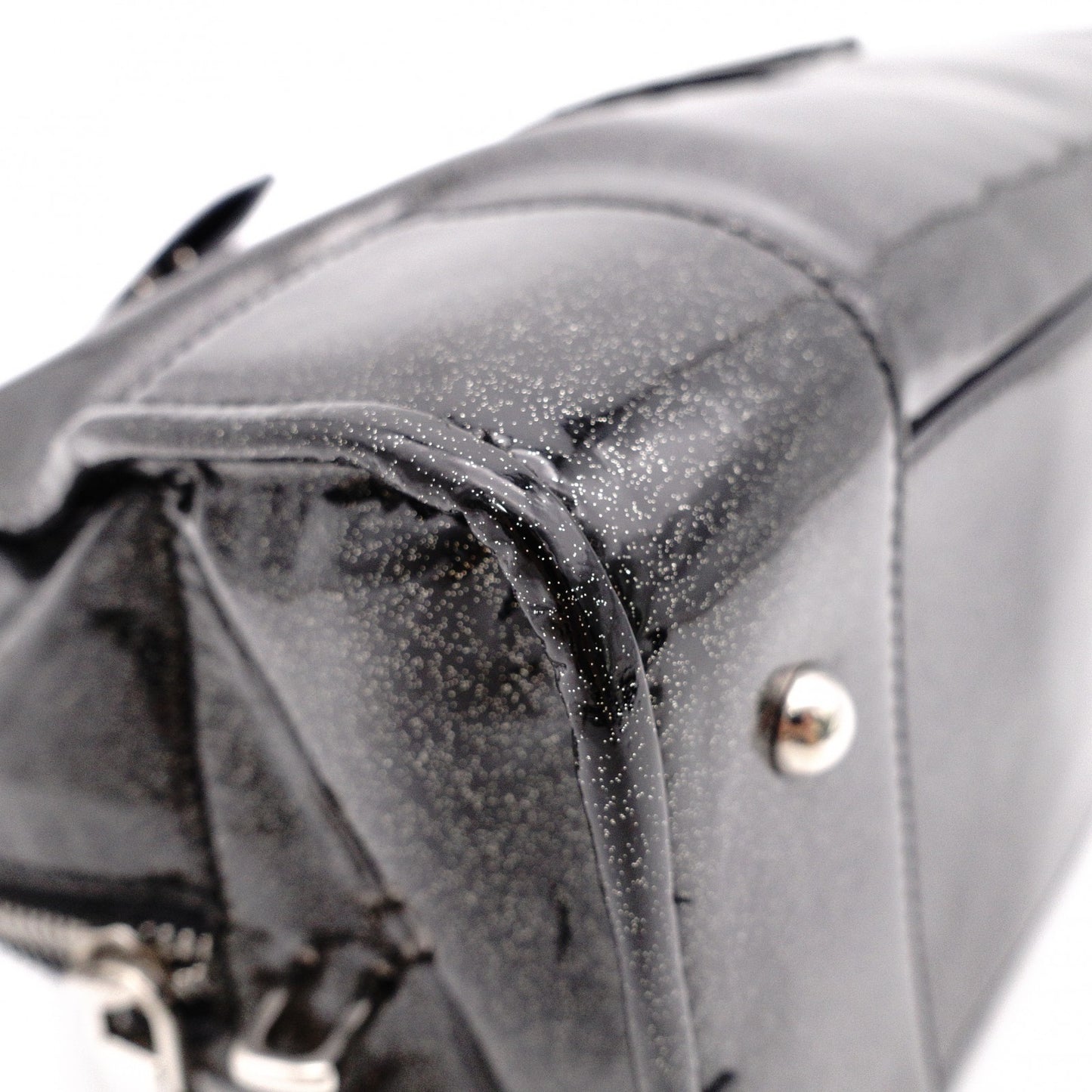 LOEWE Amazonas 28 Handbag, Patent Leather, Black with Glitter Charm