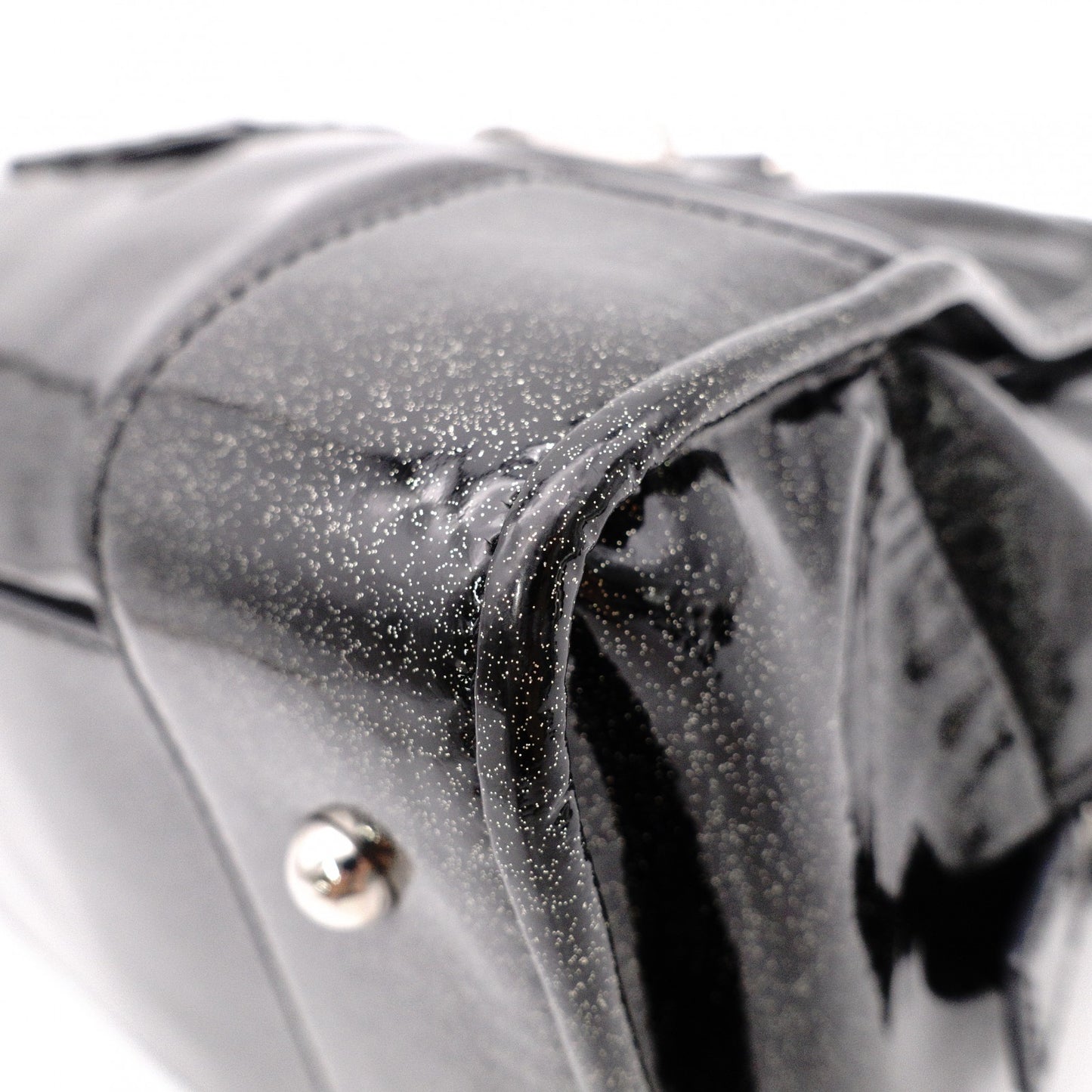 LOEWE Amazonas 28 Handbag, Patent Leather, Black with Glitter Charm