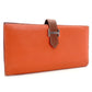 HERMES Béan Soufflé Orange × Brown Leather Silver Hardware Q Stamped Long Wallet Wallet 7-10-472