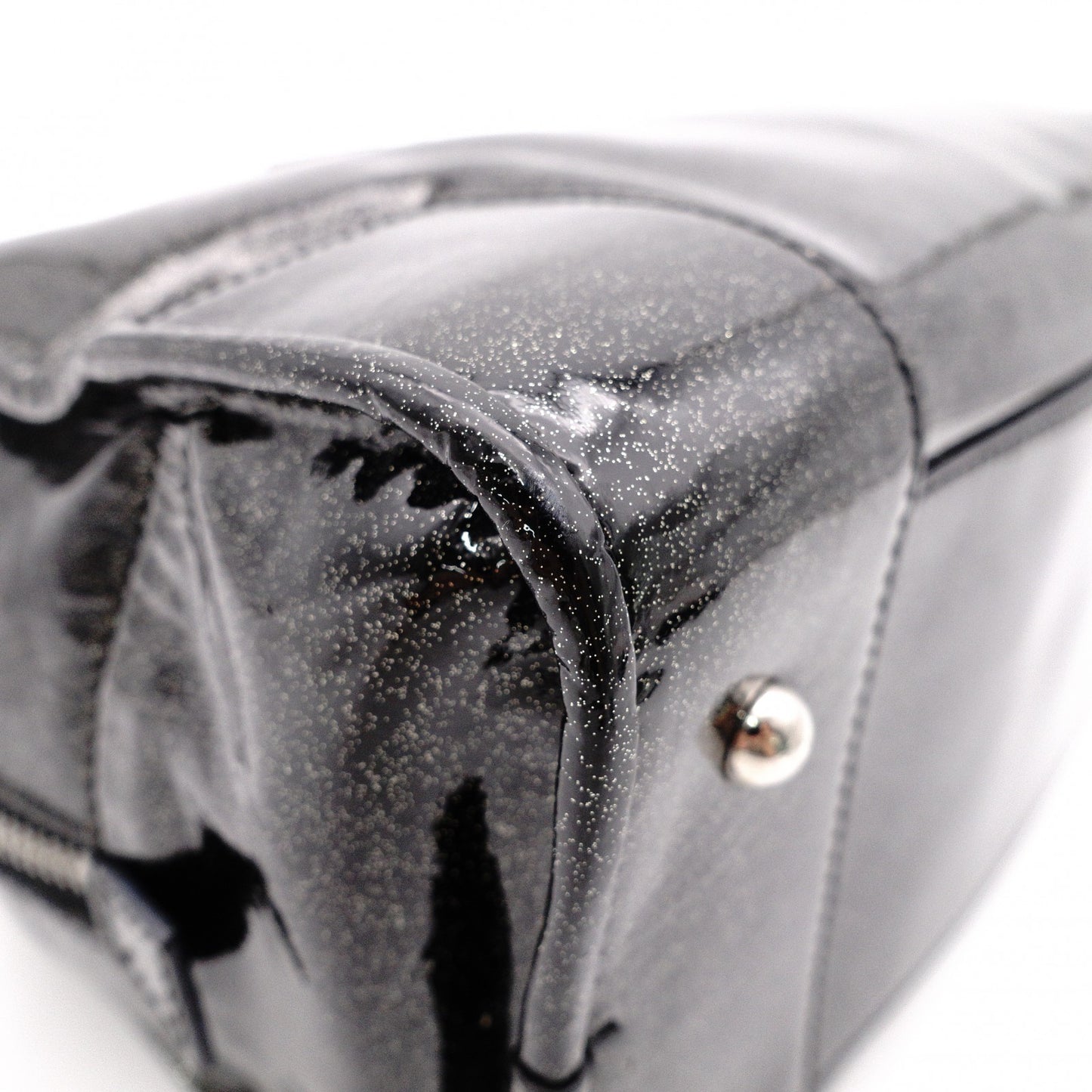LOEWE Amazonas 28 Handbag, Patent Leather, Black with Glitter Charm